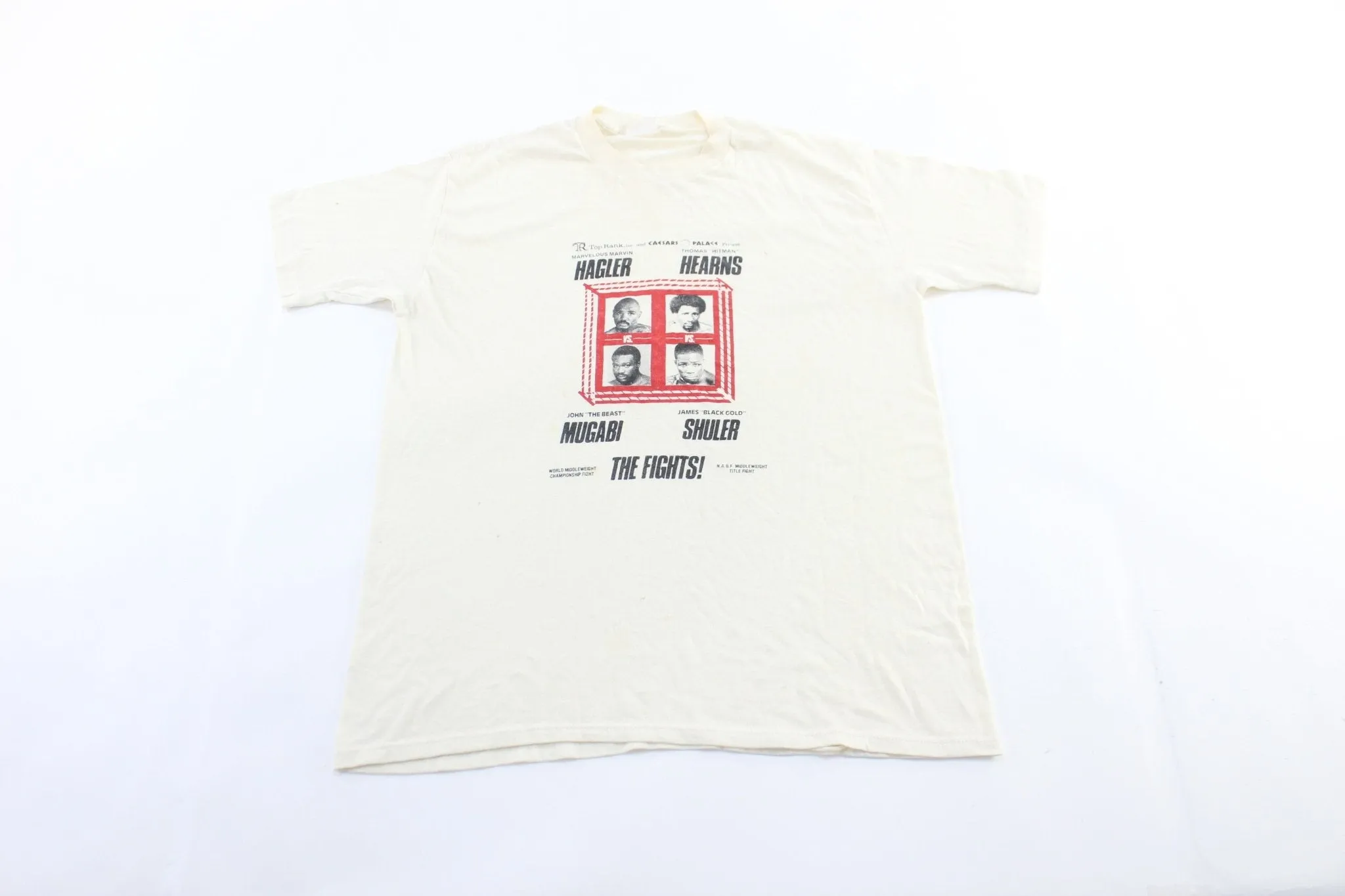 1986 Hagler vs Mugabi & Hearns vs Shuler Middleweight Boxing Match T-Shirt