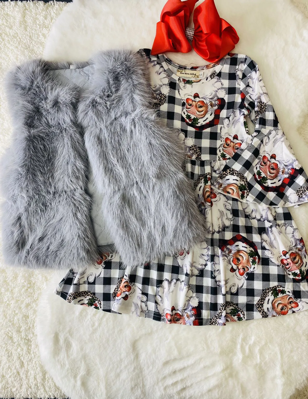 240610M Light grey sleeveless girls faux fur vest wholesale