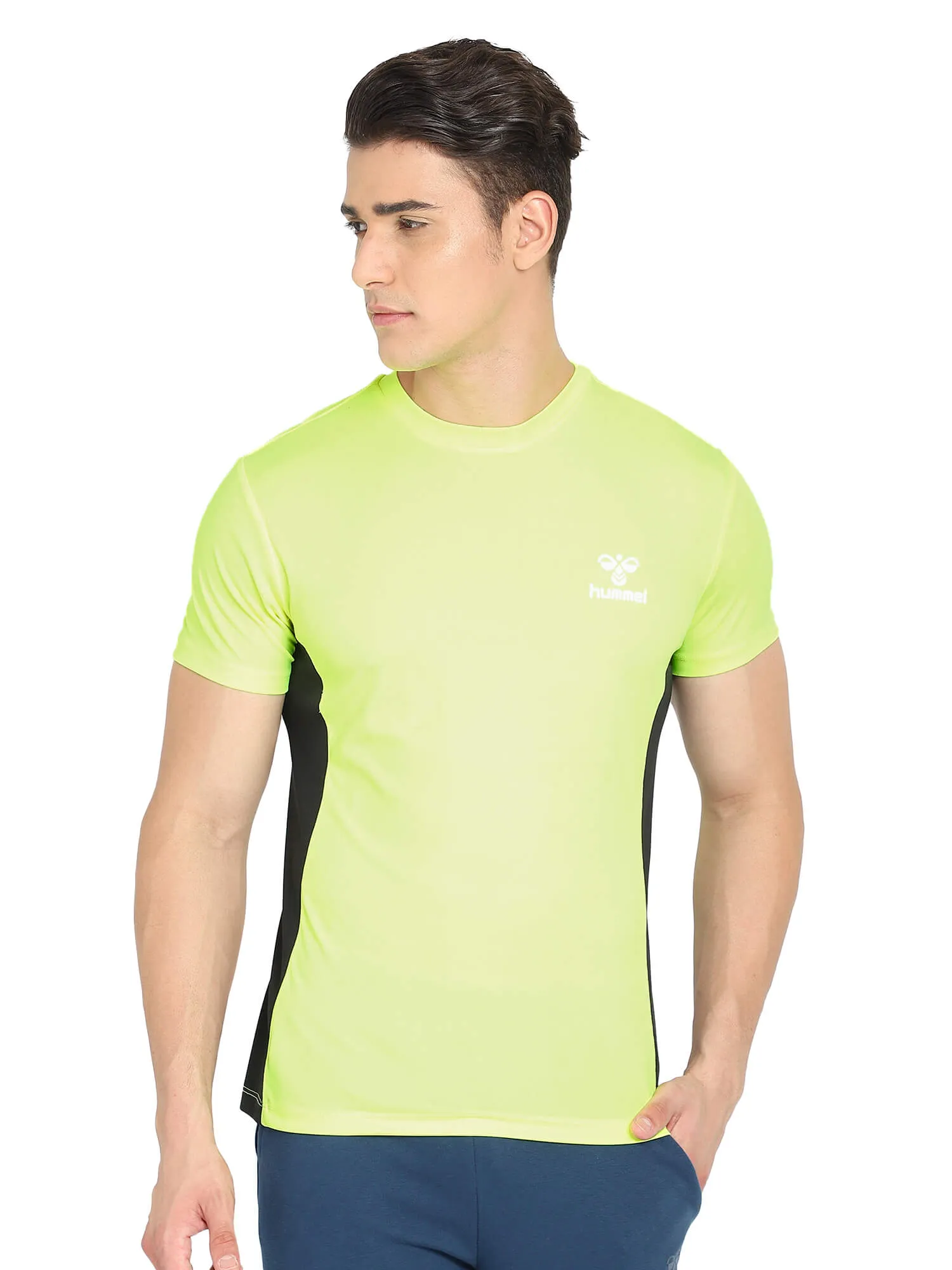 Eino Men Polyester Yellow T-Shirt