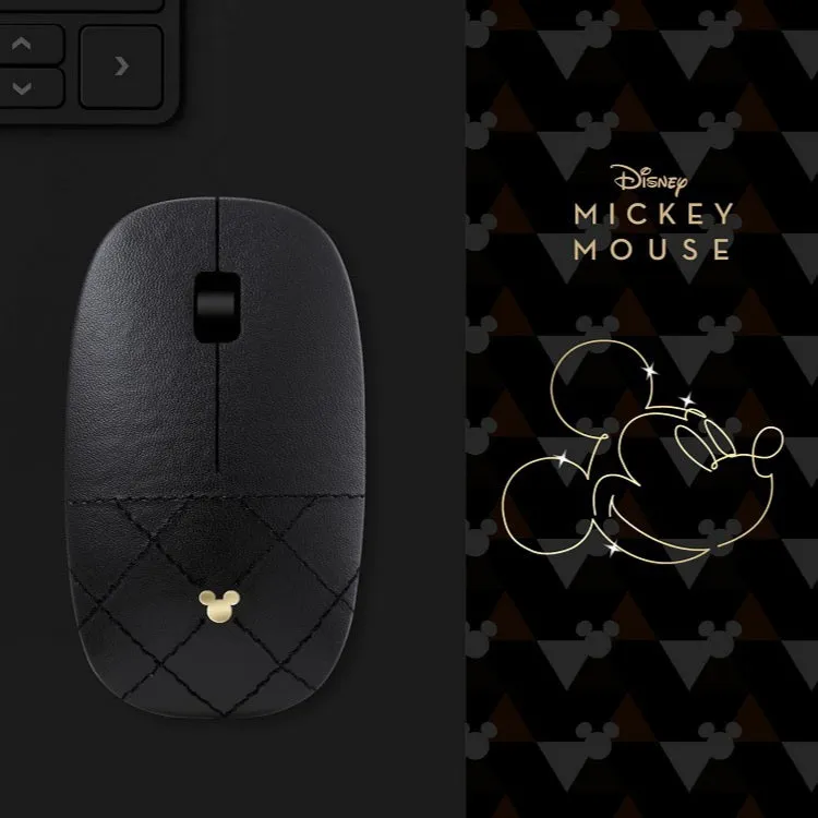 Premium Faux Leather Mickey Mouse Wireless Optical Mouse - Stylish, Ergonomic Design for Effortless Navigation and Comfort