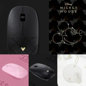 Premium Faux Leather Mickey Mouse Wireless Optical Mouse - Stylish, Ergonomic Design for Effortless Navigation and Comfort
