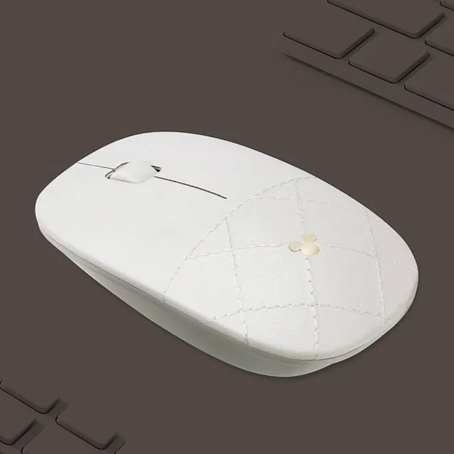 Premium Faux Leather Mickey Mouse Wireless Optical Mouse - Stylish, Ergonomic Design for Effortless Navigation and Comfort