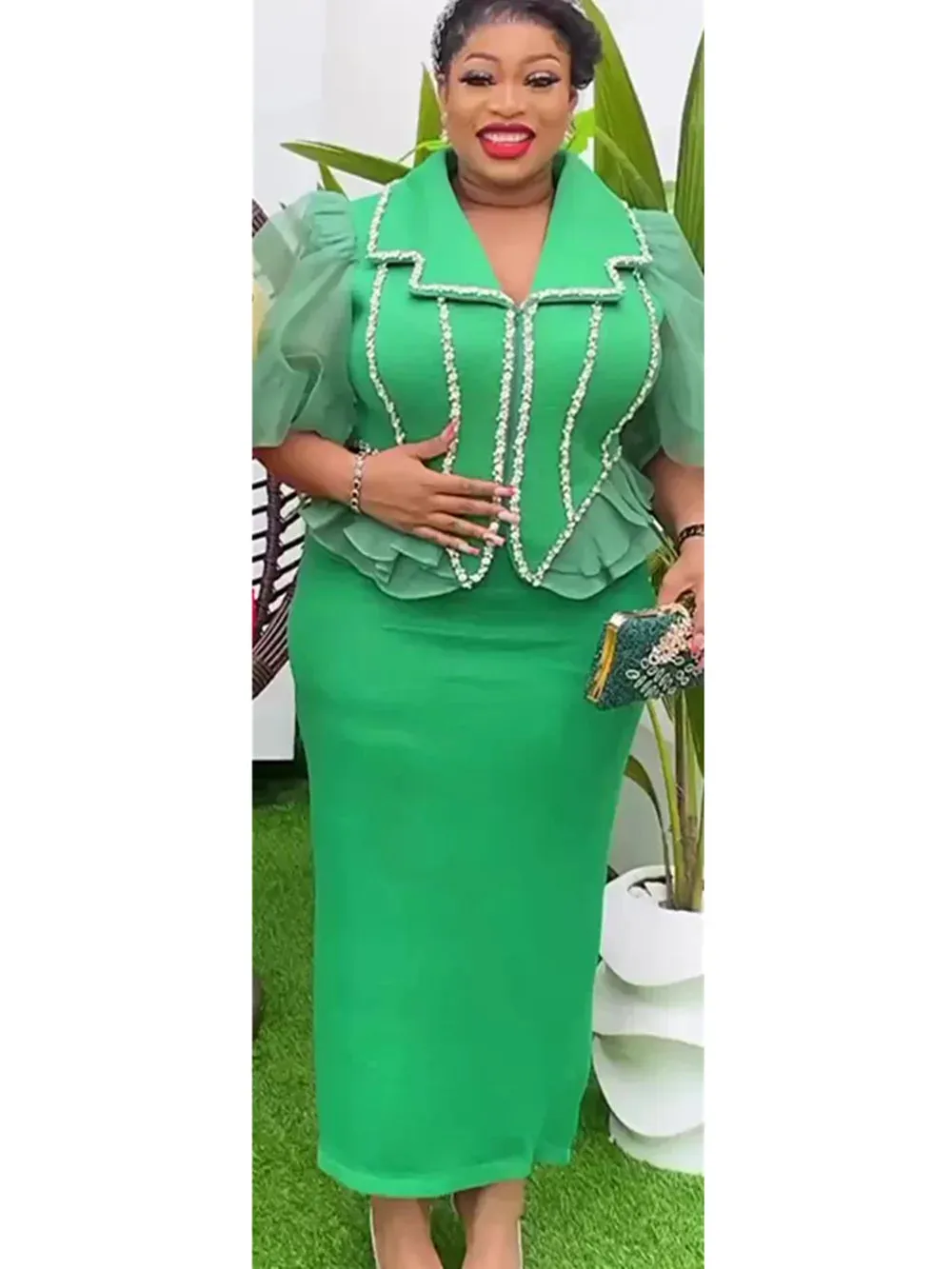 Uniwim  Clothes for Women 2 PCS Sets Tops And Skirts Suits Dashiki Ankara Turkey Outfits Gown Plus Size Wedding Party Dresses