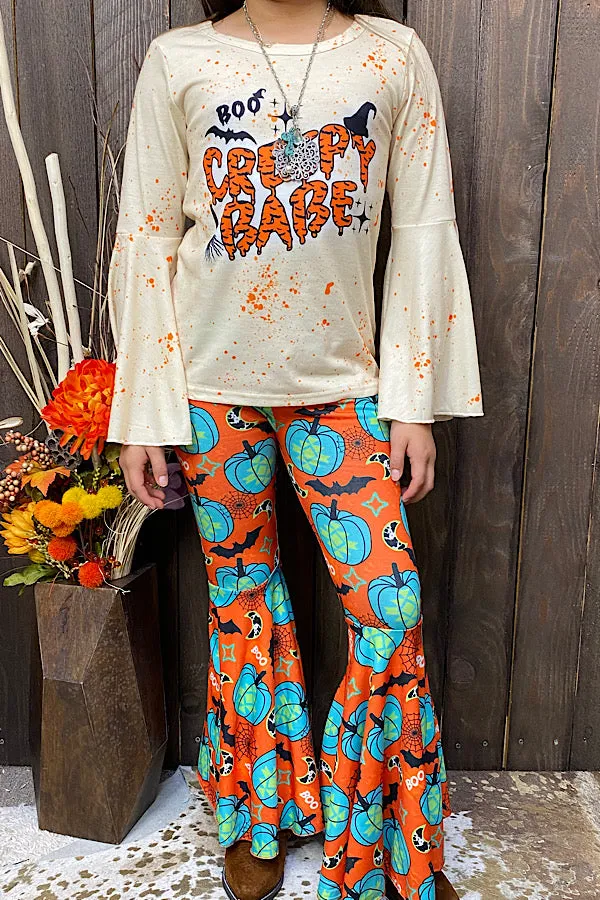 XCH0010-14H BOO CREEPY BABE prints halloween children's clothes wholesale