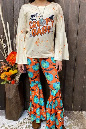 XCH0010-14H BOO CREEPY BABE prints halloween children's clothes wholesale